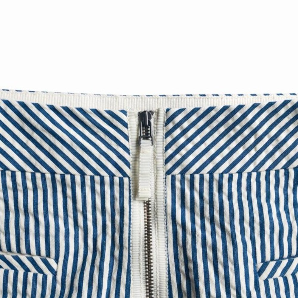 J. Crew Stripe Seersucker Skirt Blue Off White 0 - Picture 7 of 7
